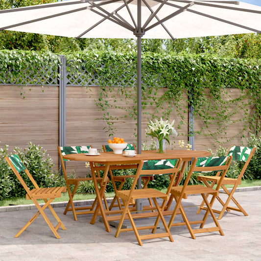 vidaXL Folding Chairs 6 pcs Green Fabric and Solid Wood 1