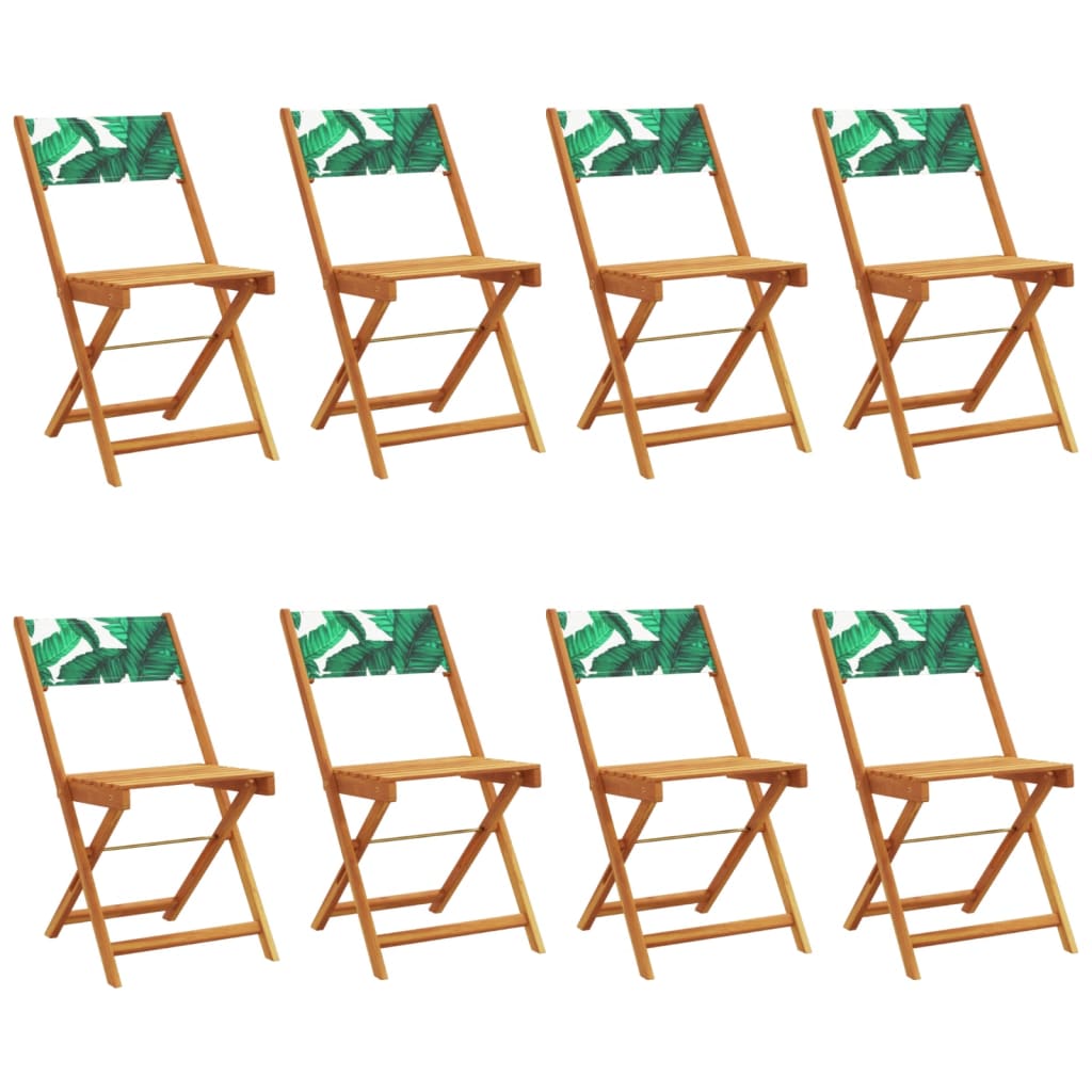 vidaXL Folding Chairs 8 pcs Green Fabric and Solid Wood 2