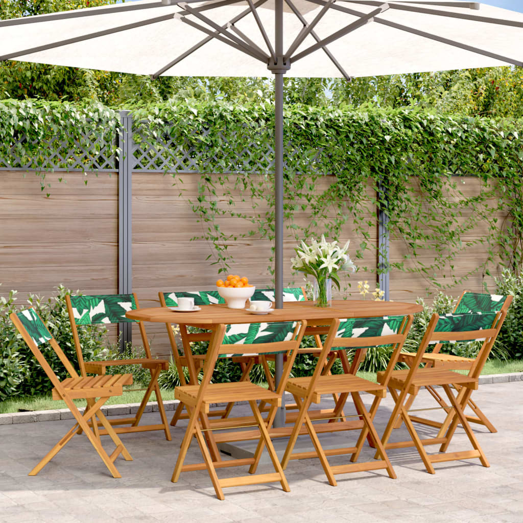vidaXL Folding Chairs 8 pcs Green Fabric and Solid Wood 1