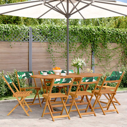 vidaXL Folding Chairs 8 pcs Green Fabric and Solid Wood 1