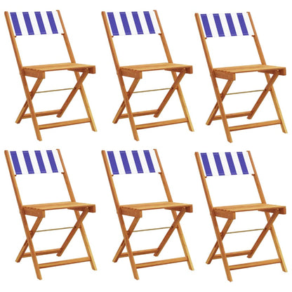 vidaXL Folding Chairs 6 pcs Blue and White Fabric and Solid Wood 2