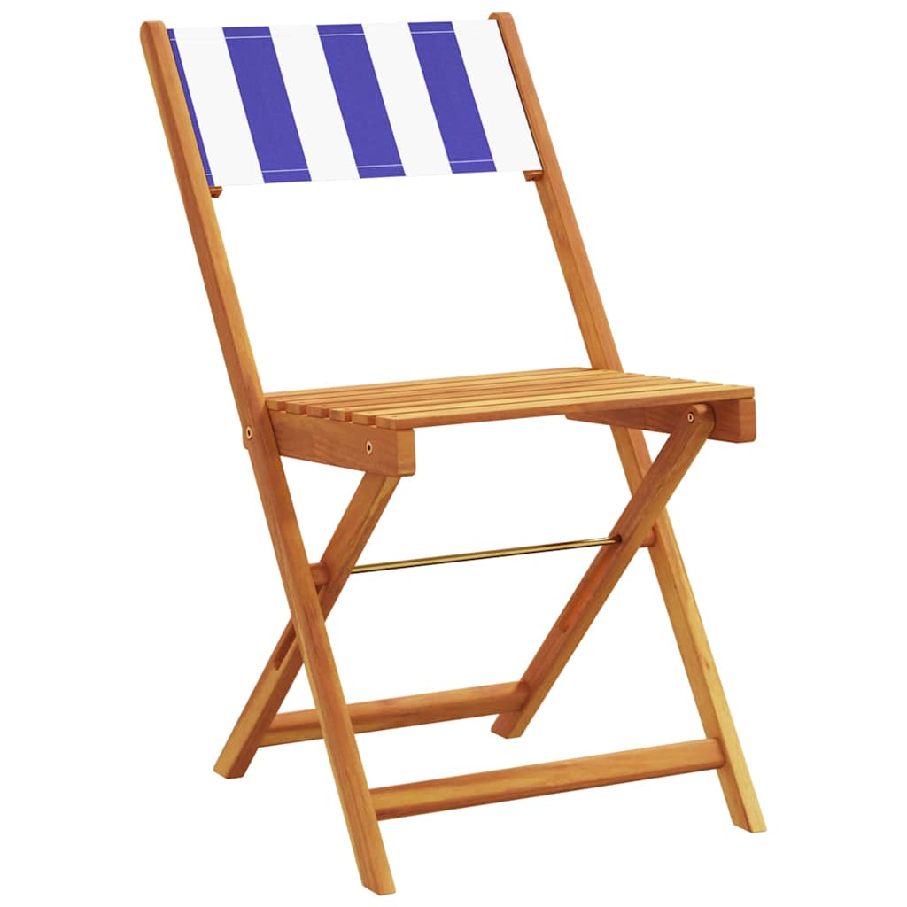vidaXL Folding Chairs 6 pcs Blue and White Fabric and Solid Wood 3
