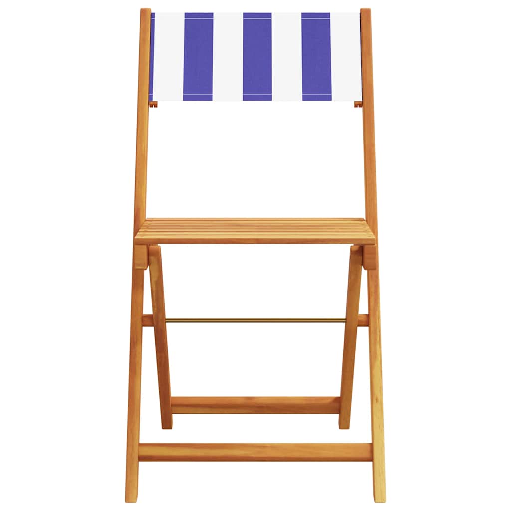 vidaXL Folding Chairs 6 pcs Blue and White Fabric and Solid Wood 4