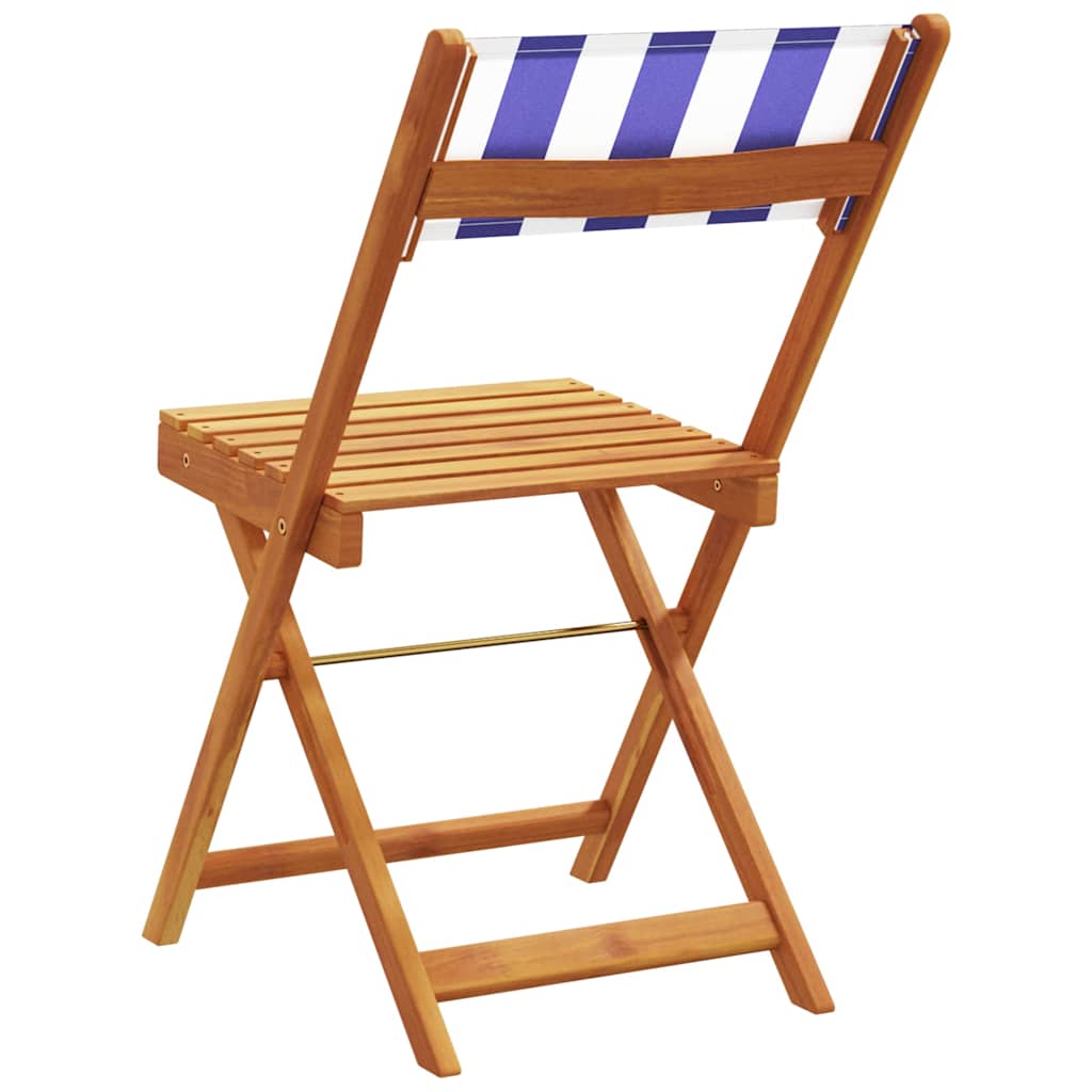 vidaXL Folding Chairs 6 pcs Blue and White Fabric and Solid Wood 6