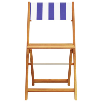 vidaXL Folding Chairs 8 pcs Blue and White Fabric and Solid Wood 4