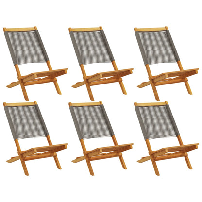 vidaXL Folding Chairs 6 pcs Grey Solid Wood Acacia 2