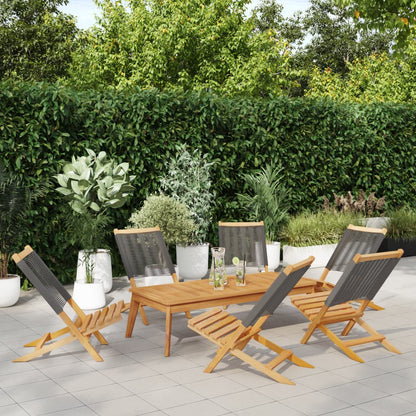 vidaXL Folding Chairs 6 pcs Grey Solid Wood Acacia 1