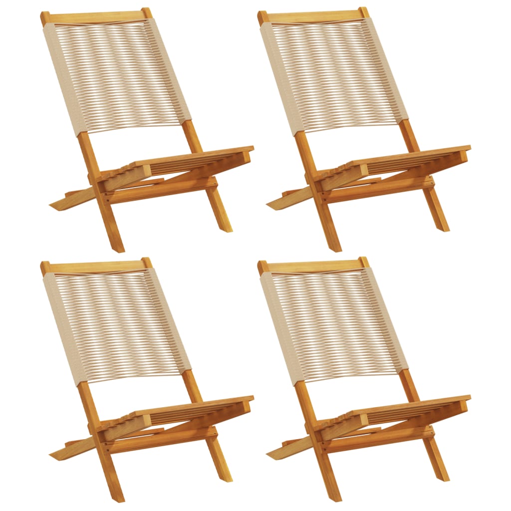 vidaXL Folding Chairs 4 pcs Beige Solid Wood Acacia 2
