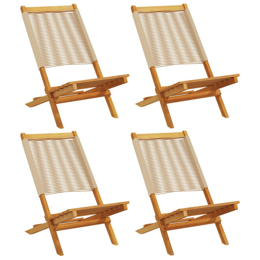 vidaXL Folding Chairs 4 pcs Beige Solid Wood Acacia 2