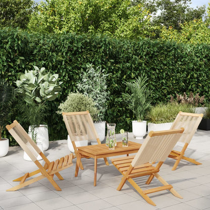 vidaXL Folding Chairs 4 pcs Beige Solid Wood Acacia 1