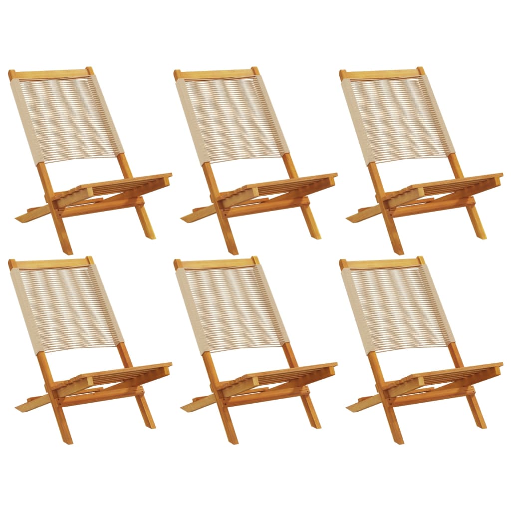vidaXL Folding Chairs 6 pcs Beige Solid Wood Acacia 2