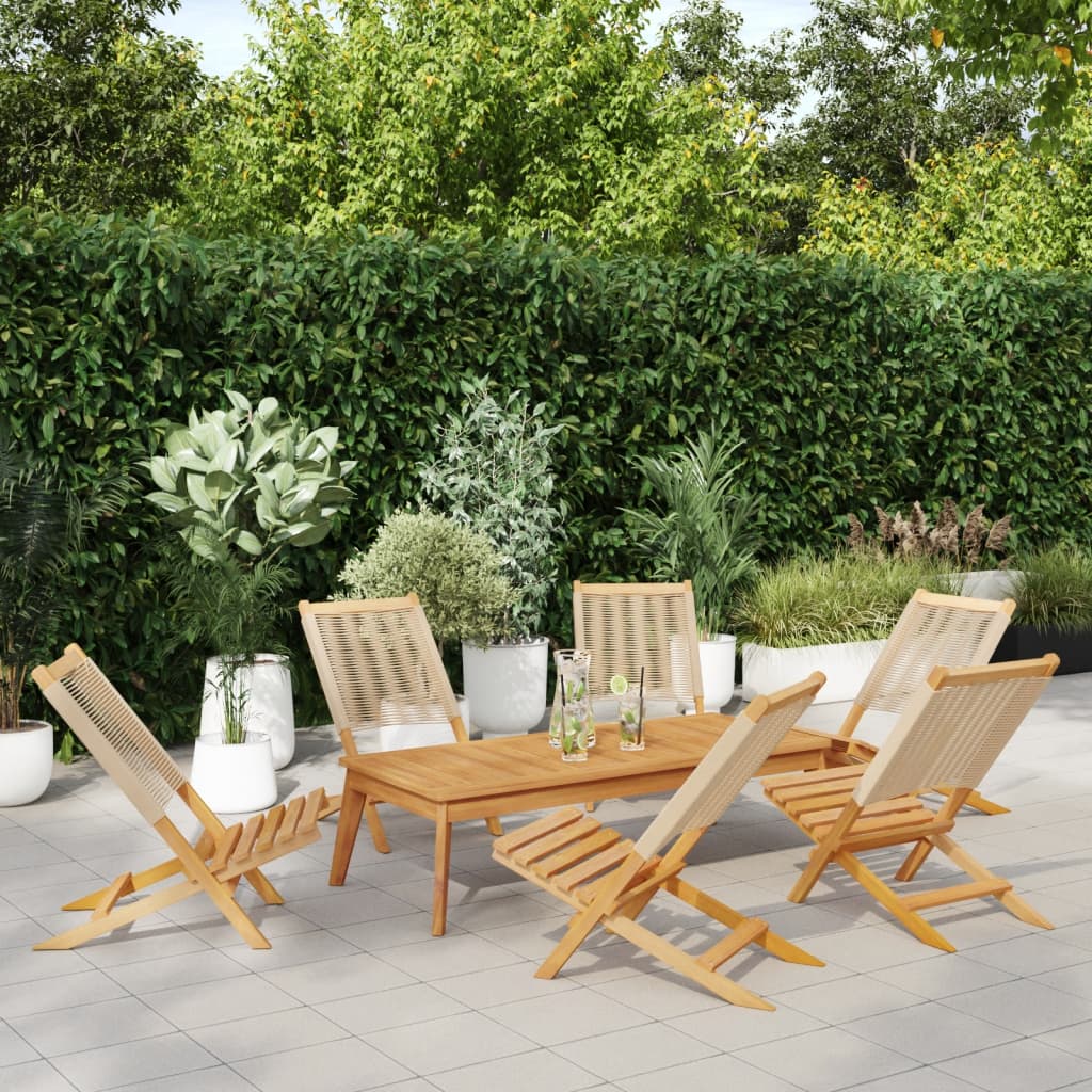 vidaXL Folding Chairs 6 pcs Beige Solid Wood Acacia 1