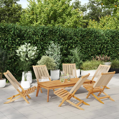 vidaXL Folding Chairs 6 pcs Beige Solid Wood Acacia 1