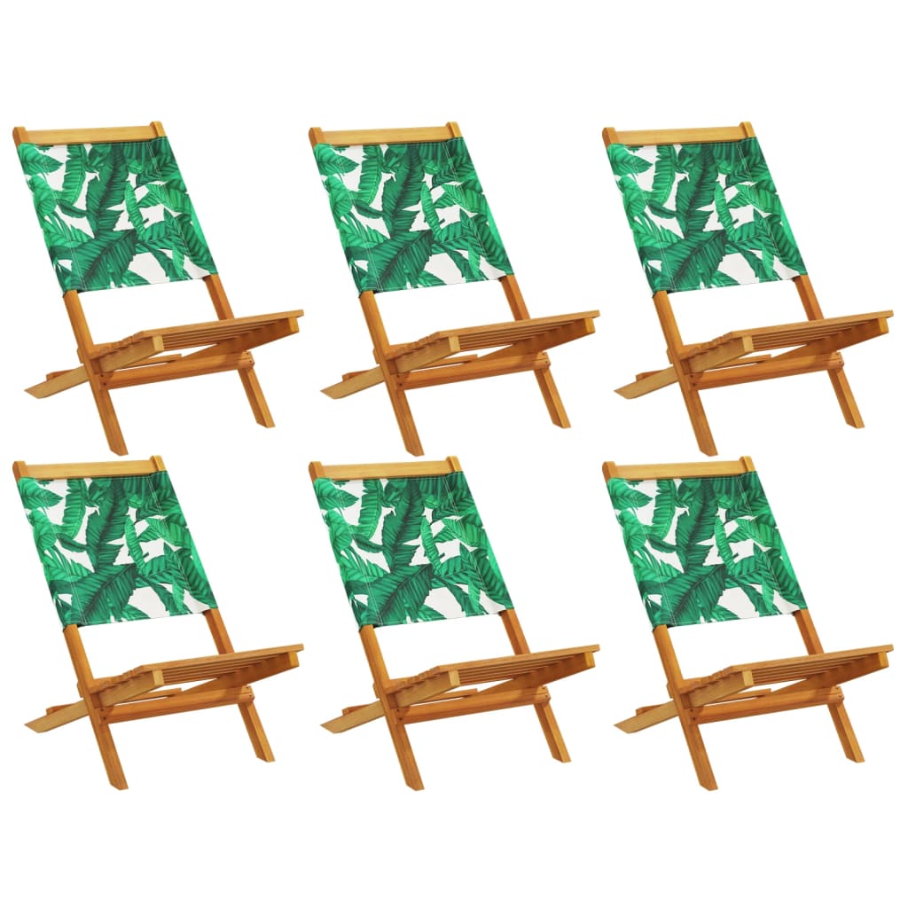 vidaXL Folding Chairs 6 pcs Green Fabric and Solid Wood 2