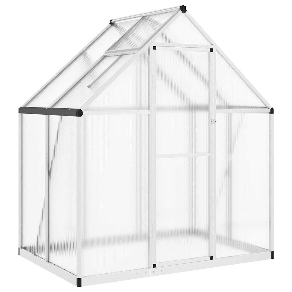 Greenhouse with Base Frame Aluminium Width 169 cm Silver 195 cm 114 cm