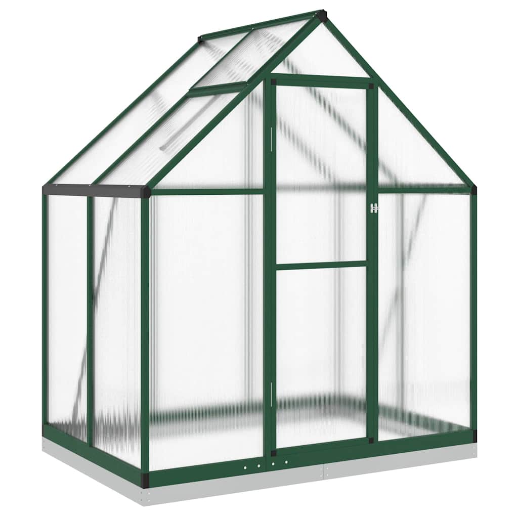 Greenhouse with Base Frame Aluminium Width 169 cm Green 202 cm 114 cm