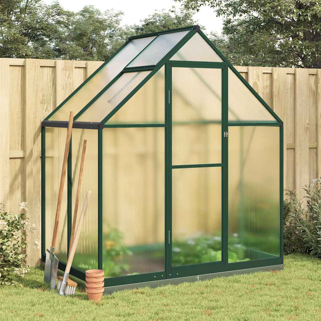 Greenhouse with Base Frame Aluminium Width 169 cm Green 202 cm 114 cm