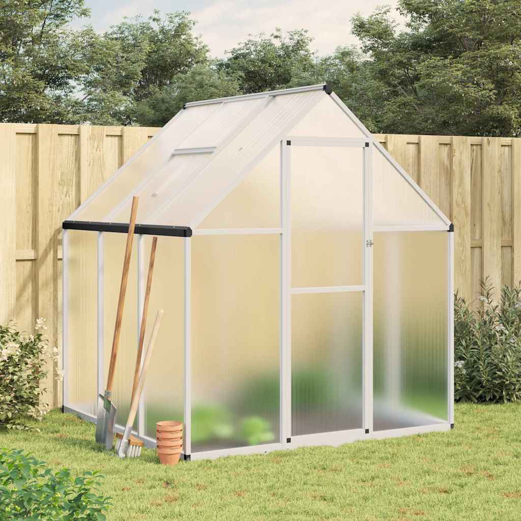 vidaXL Greenhouse with Base Frame Silver 169x169x195 cm Aluminium 1