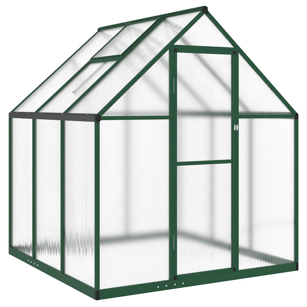 vidaXL Greenhouse with Base Frame Green 169x169x195 cm Aluminium 2