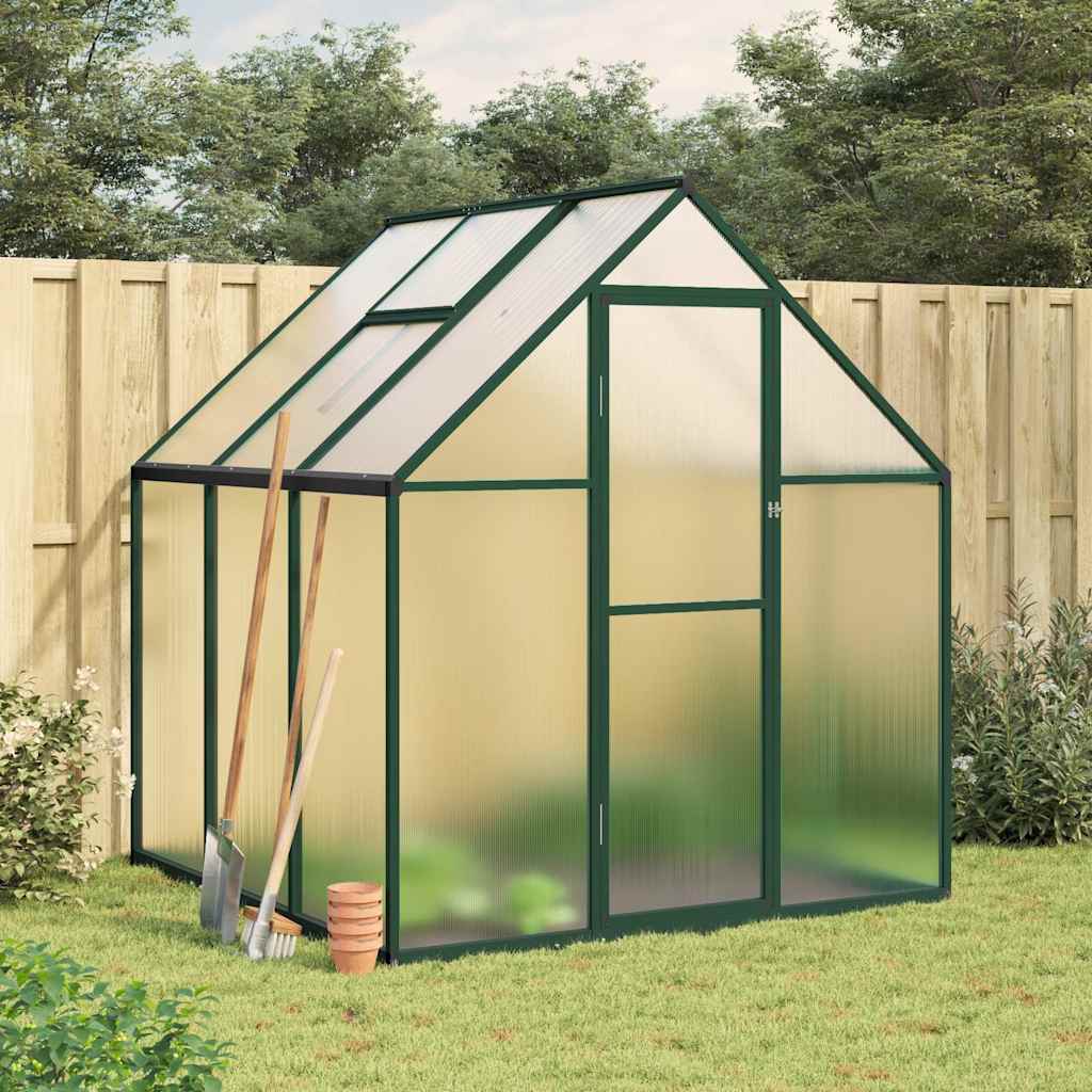 vidaXL Greenhouse with Base Frame Green 169x169x195 cm Aluminium 1