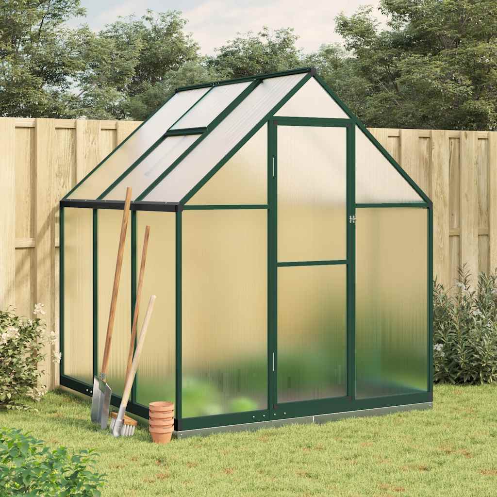 vidaXL Greenhouse with Base Frame Green 169x169x202 cm Aluminium 1
