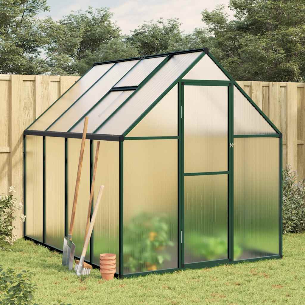 Greenhouse with Base Frame 224x169x195 cm Aluminium Green