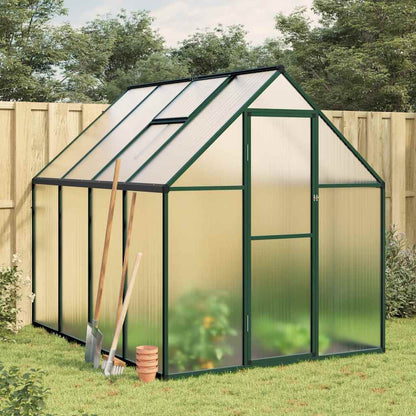 Greenhouse with Base Frame 224x169x195 cm Aluminium Green