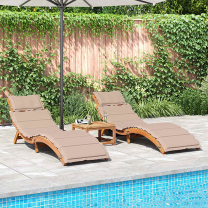 vidaXL Sun Loungers with Cushions 2 pcs Taupe Solid Wood Acacia 3
