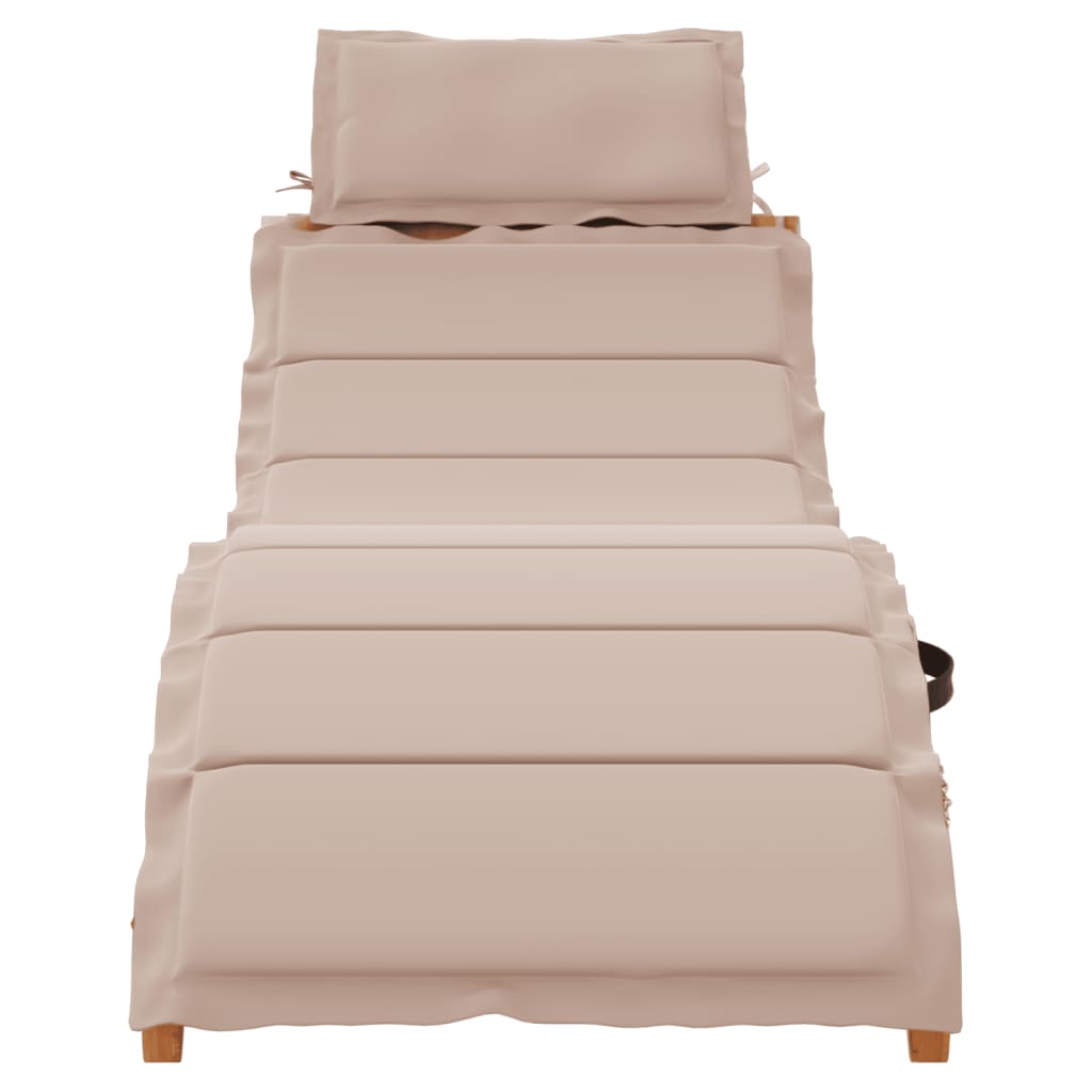 vidaXL Sun Loungers with Cushions 2 pcs Taupe Solid Wood Acacia 4