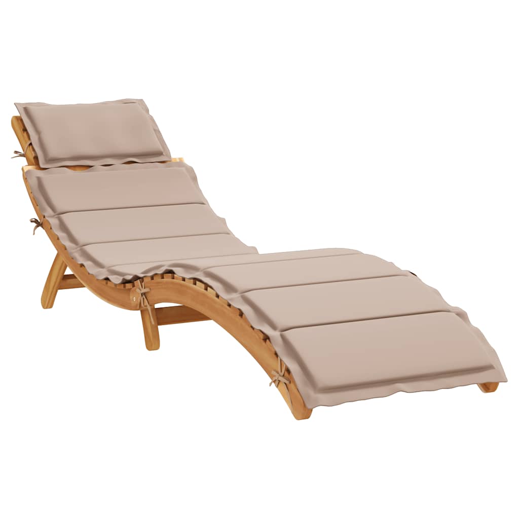 vidaXL Sun Loungers with Cushions 2 pcs Taupe Solid Wood Acacia 5