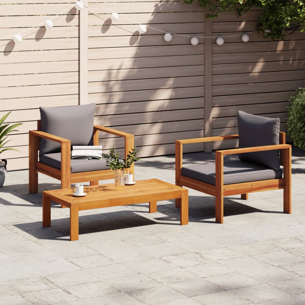 vidaXL 3 Piece Garden Sofa Set with Cushions Solid Wood Acacia 1
