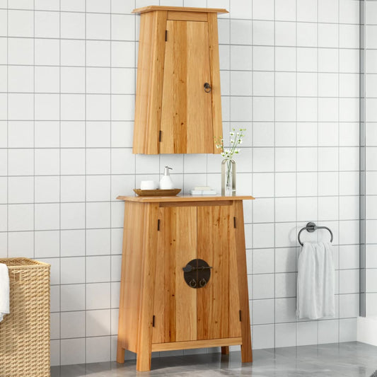 2 Piece Bathroom Furniture Set Solid Wood Pine Side cabinet + wall cabinet
