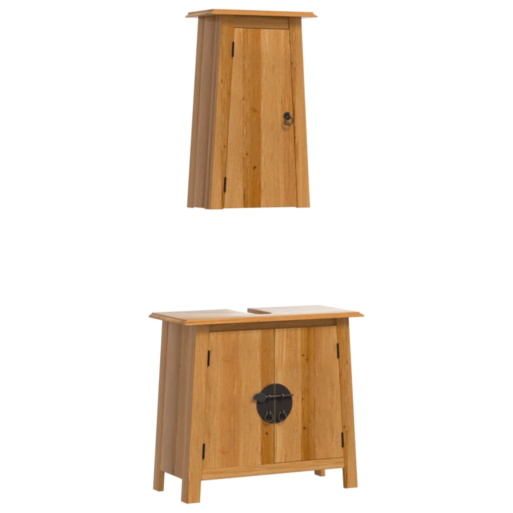 vidaXL 2 Piece Bathroom Furniture Set Solid Wood Pine 2