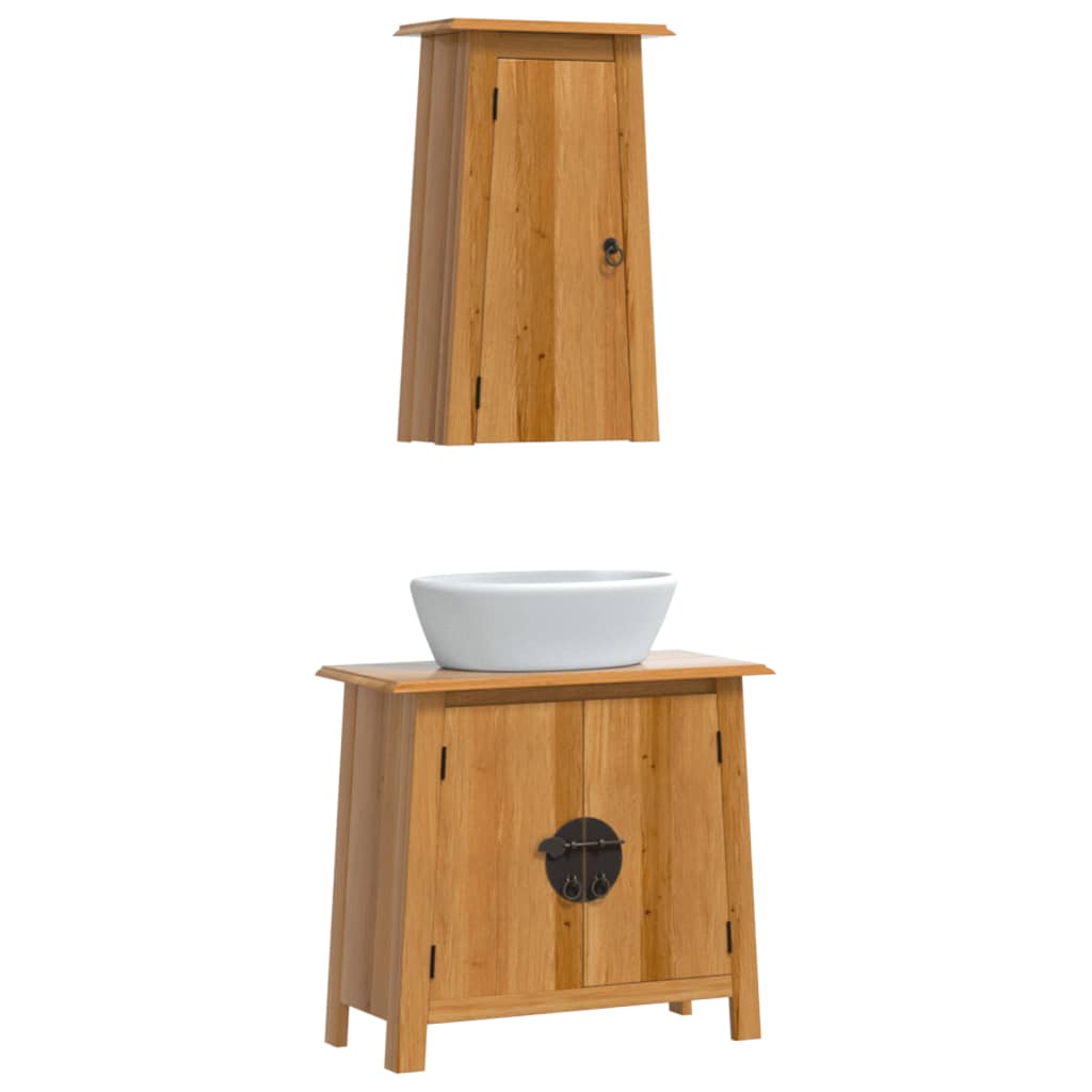 vidaXL 2 Piece Bathroom Furniture Set Solid Wood Pine 3