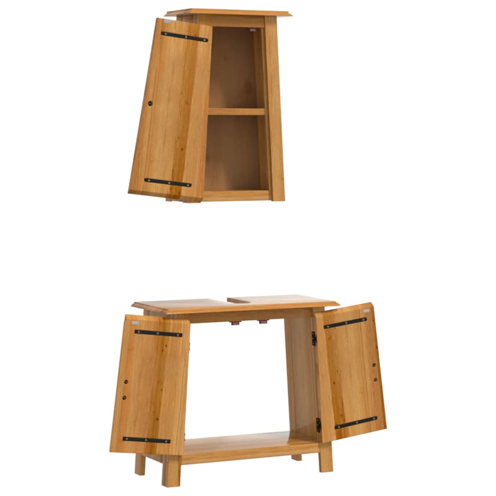 vidaXL 2 Piece Bathroom Furniture Set Solid Wood Pine 4