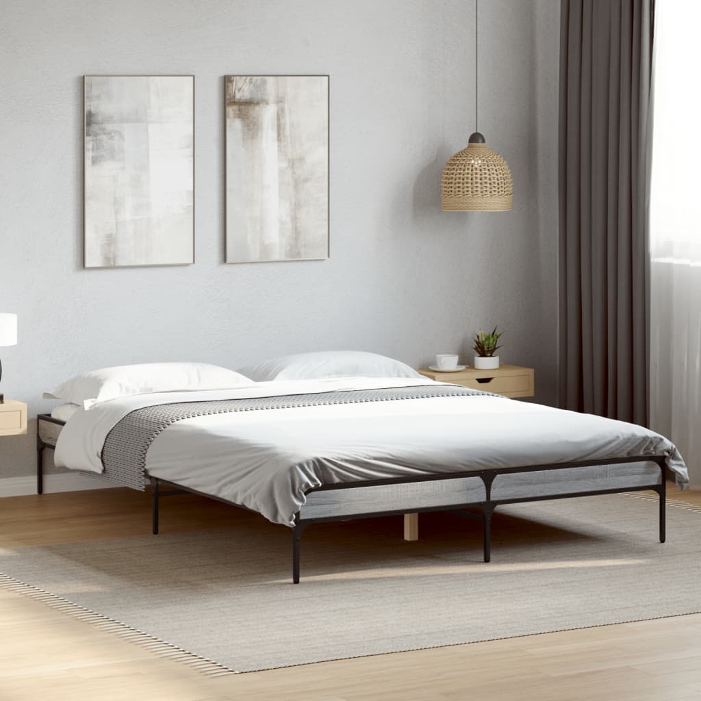 Bed Frame without Mattress Height 30 cm Length 200 cm Grey Sonoma 150 cm