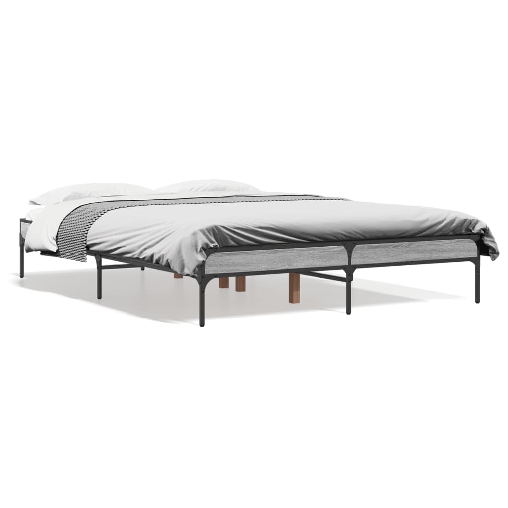 Bed Frame without Mattress Height 30 cm Length 200 cm Grey Sonoma 120 cm