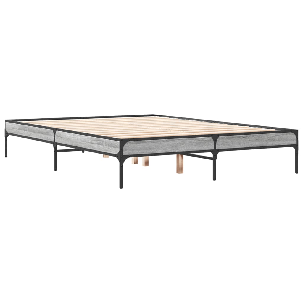 Bed Frame without Mattress Height 30 cm Length 200 cm Grey Sonoma 120 cm