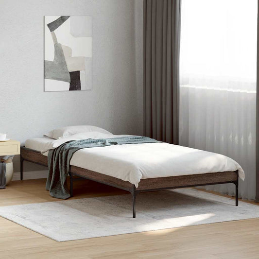 Bed Frame without Mattress Height 30 cm Length 190 cm Brown Oak 75 cm