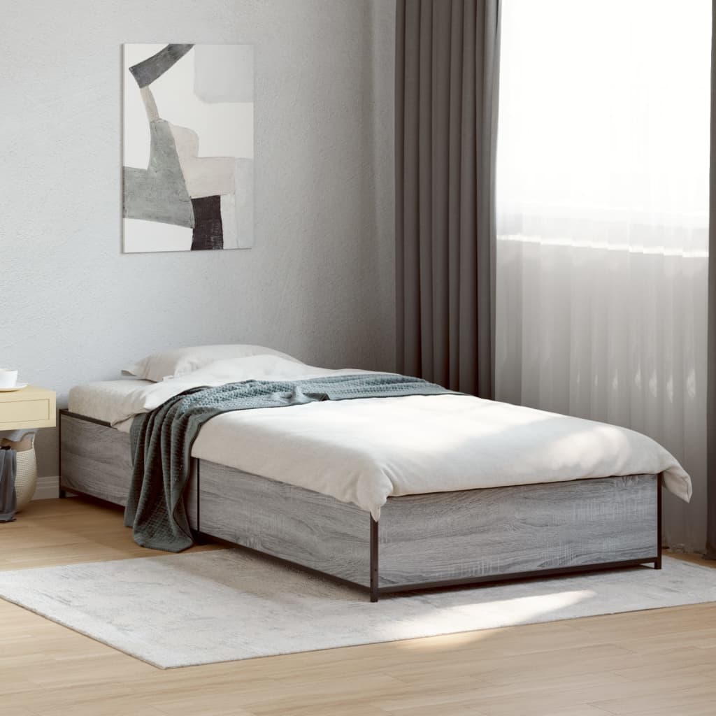 Bed Frame without Mattress 100x200 cm Height 29 cm Grey sonoma