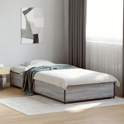 Bed Frame without Mattress 100x200 cm Height 29 cm Grey sonoma