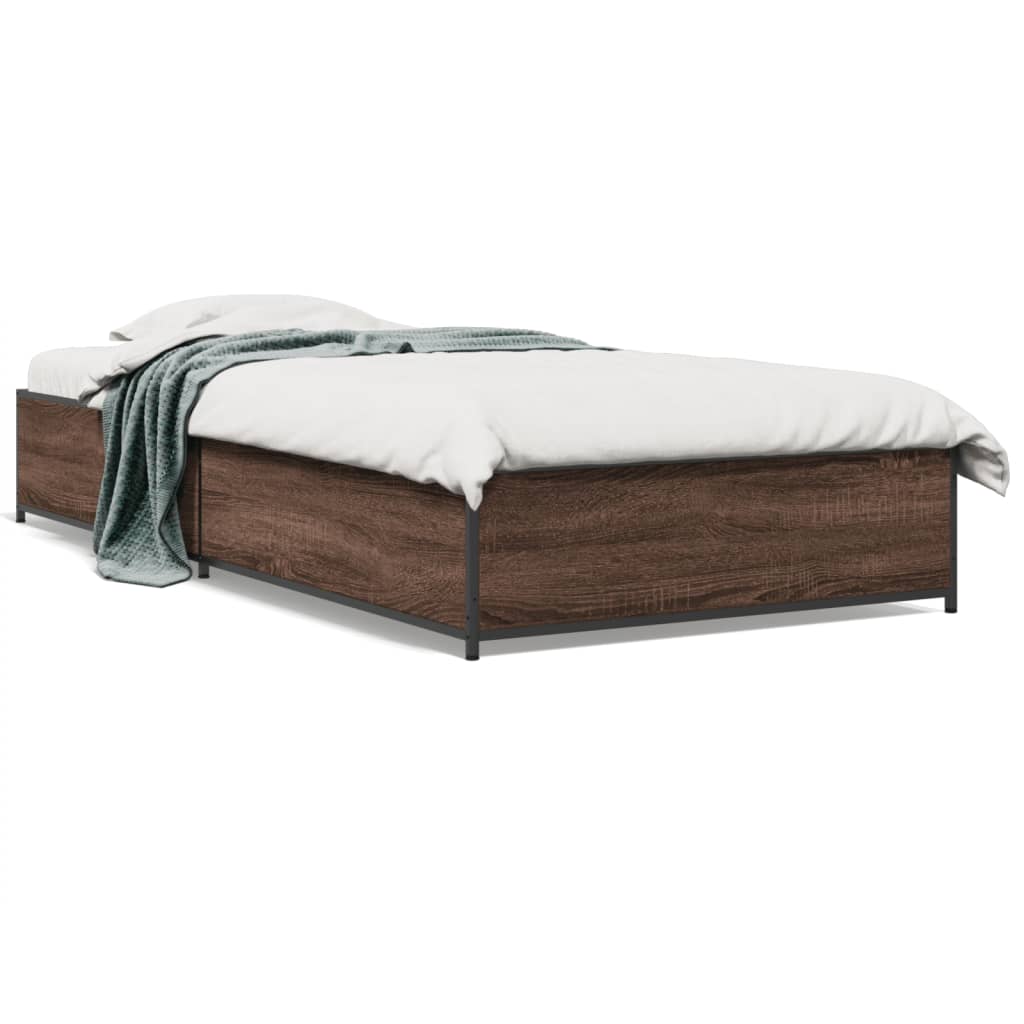 Bed Frame without Mattress 100x200 cm Height 29 cm Brown oak