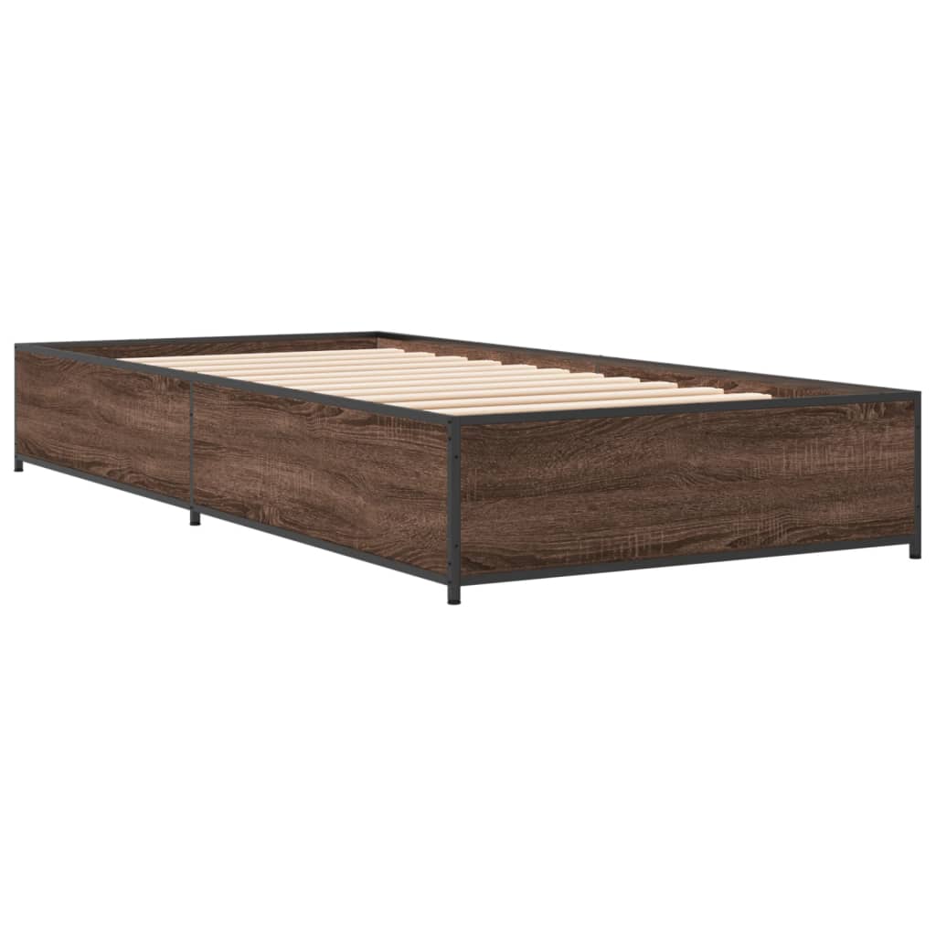 Bed Frame without Mattress 100x200 cm Height 29 cm Brown oak