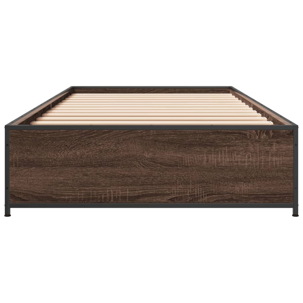 Bed Frame without Mattress 100x200 cm Height 29 cm Brown oak