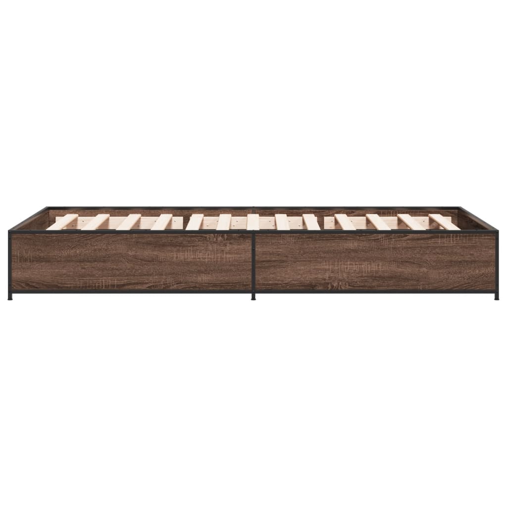 Bed Frame without Mattress 100x200 cm Height 29 cm Brown oak
