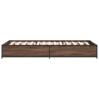 Bed Frame without Mattress 100x200 cm Height 29 cm Brown oak