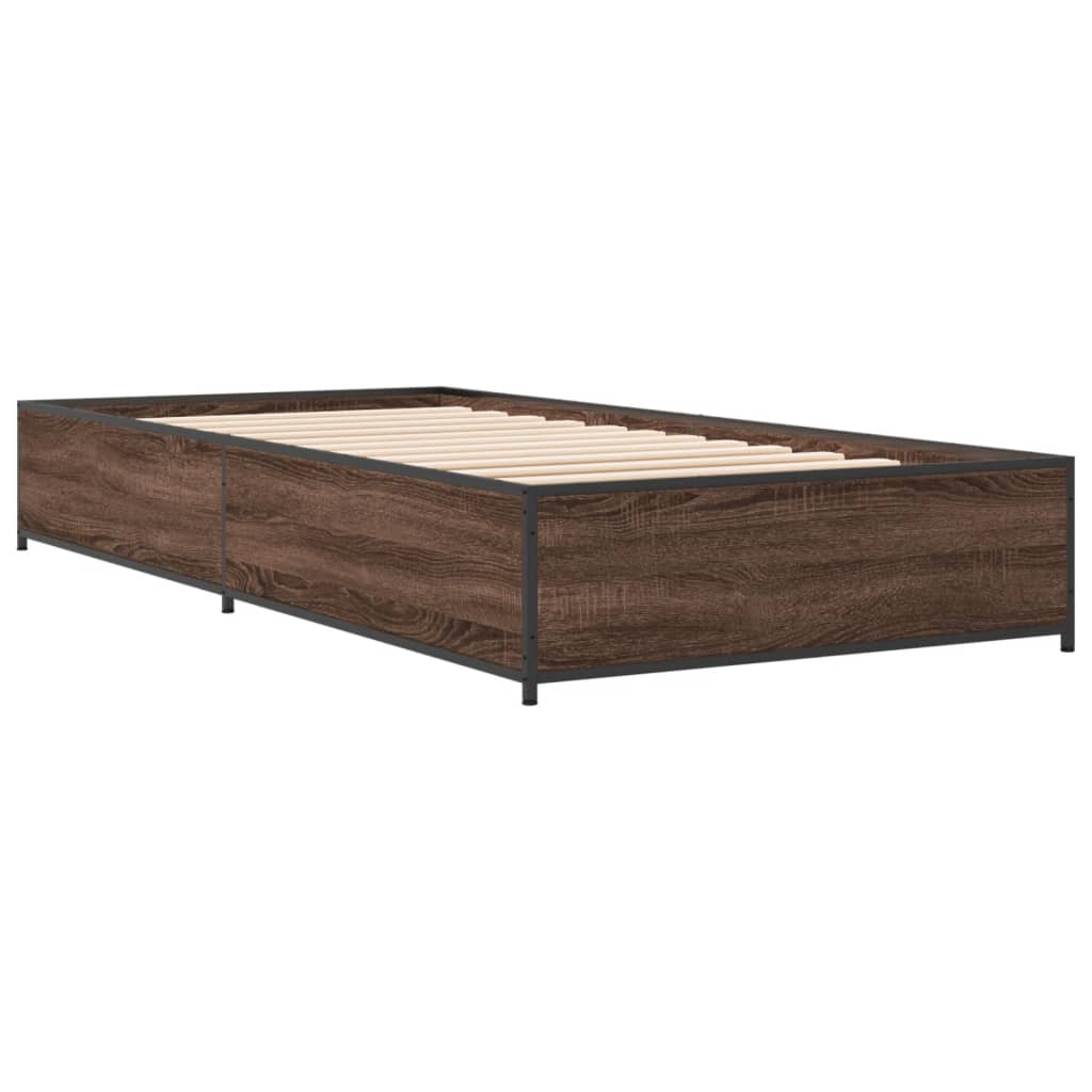 Bed Frame without Mattress 100x200 cm Height 29 cm Brown oak
