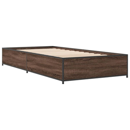 Bed Frame without Mattress 100x200 cm Height 29 cm Brown oak