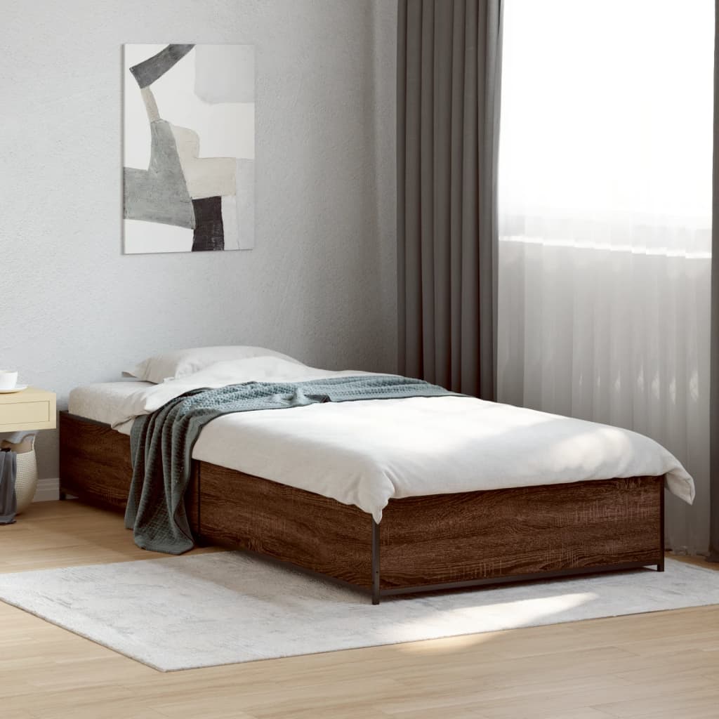 Bed Frame without Mattress 100x200 cm Height 29 cm Brown oak