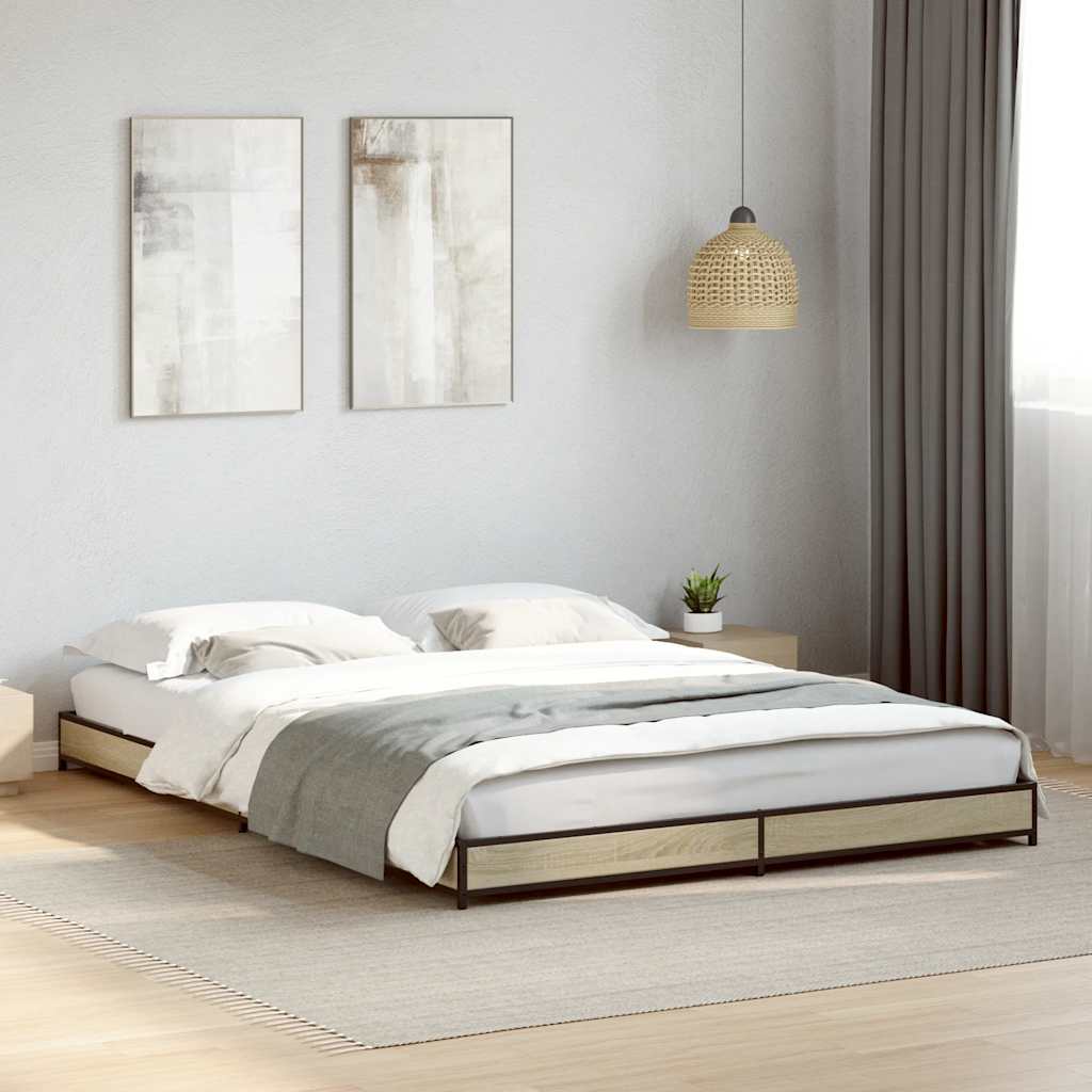 Bed Frame without Mattress Height 14.5 cm Length 200 cm Sonoma Oak 120 cm